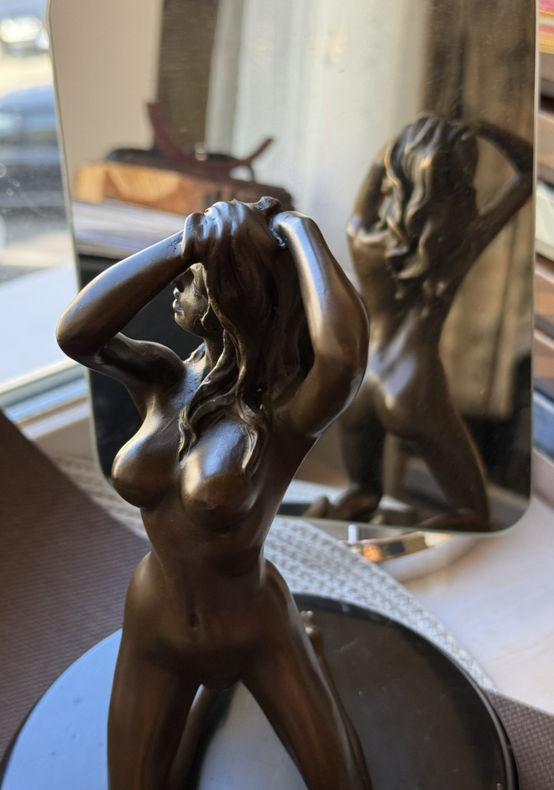 Bronze Sculpture Statue Woman Marble Deco V Mavchi Rare Decor Art Lady 20th