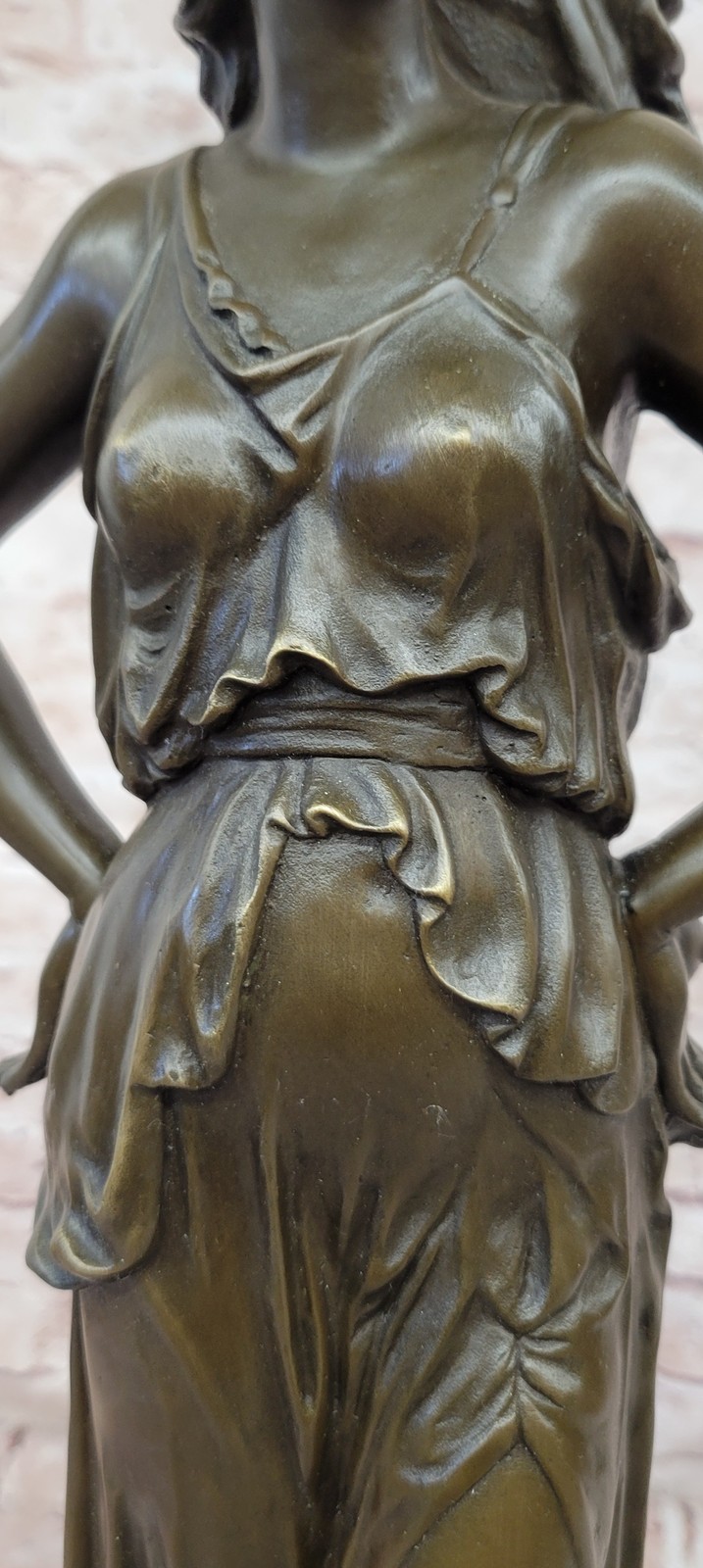 Bronze pregnant woman sculpture Lopez signed marble base fine art piece