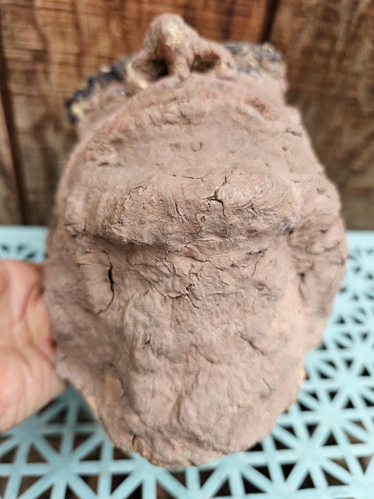 ANTIQUE W.A. SNURE MASK SCULPTURE HANDMADE PAPER MACHE FOLK ART 10&Prime;