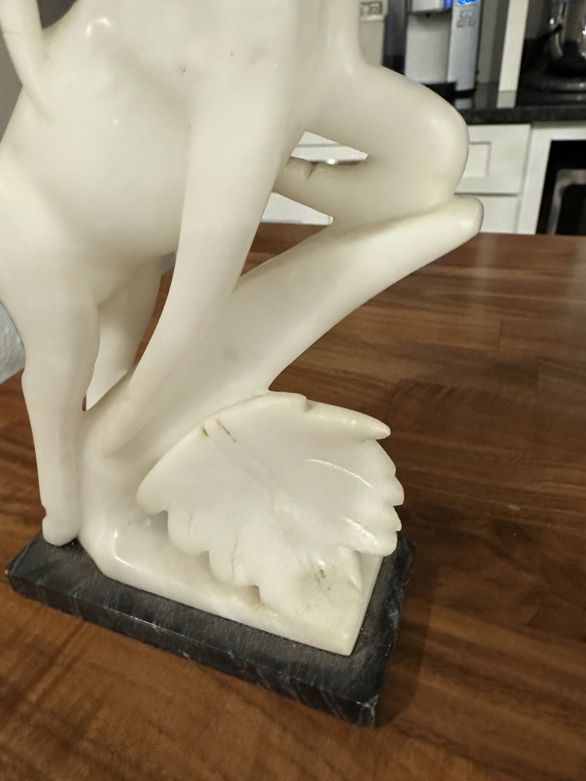 VTG 60’s Italian Carved Alabaster Gazelle On Marble Plynth