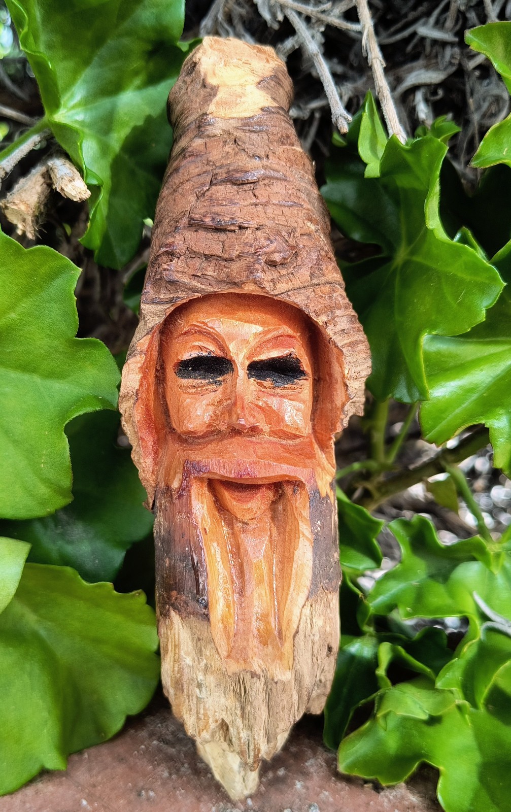 Wood Spirit Carving- pine knot sculpture- Tree People- Forest Wizard- Folk Art