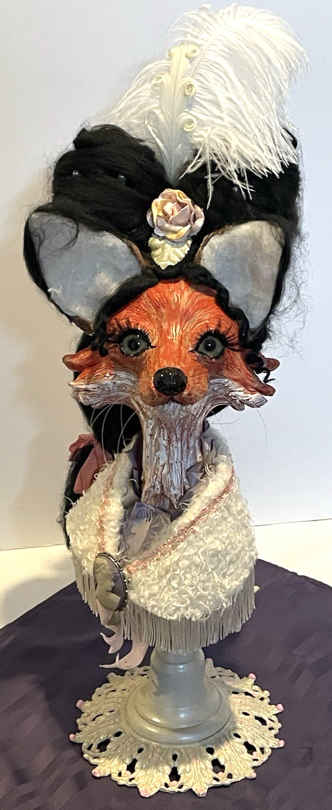 Artist Hand Made Red Fox Sculpture Tabletop Size 20 Inches Tall