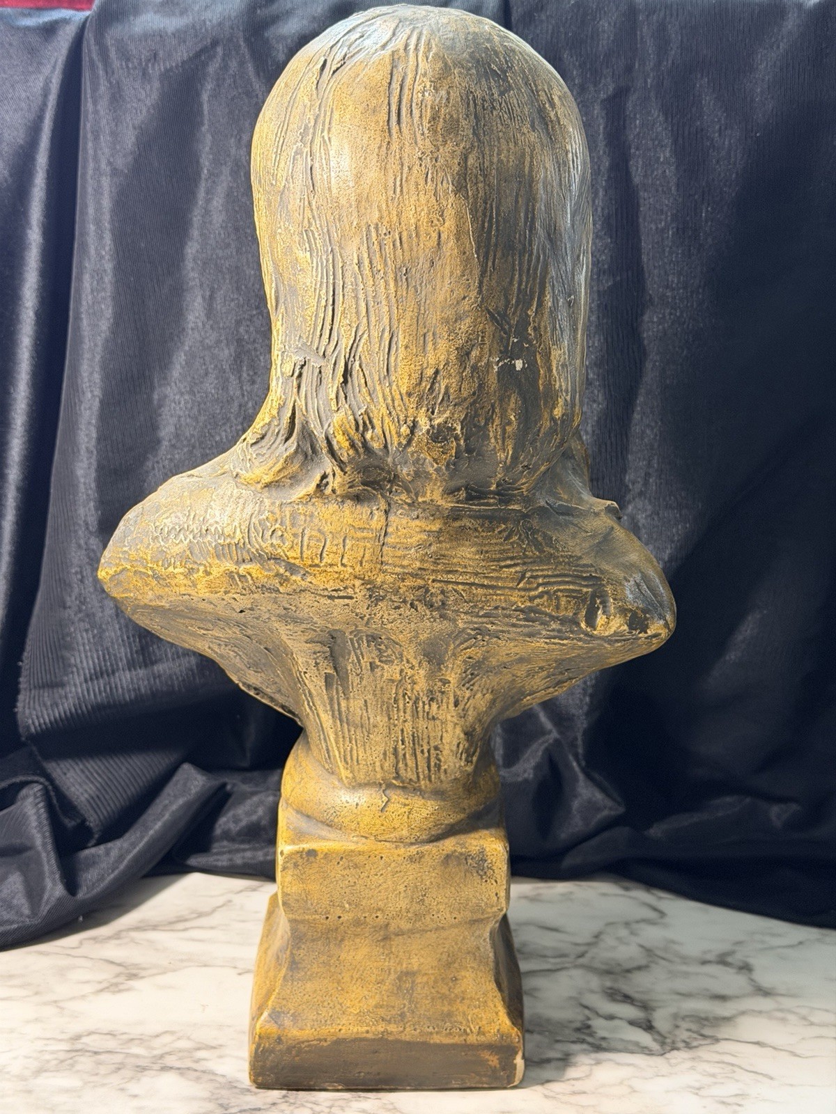 VTG BUST SCULPTURE OF YOUNG GIRL ANTIQUE BRONZE TONE 15.5&Prime; T x 8.5&Prime; W (2809)