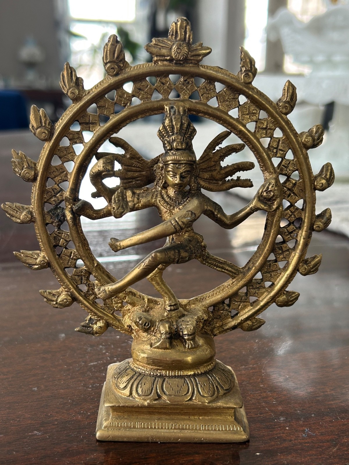Vintage Brass Hindu Statue Shiva Nataraja form Lord of the Dance approx. 6”