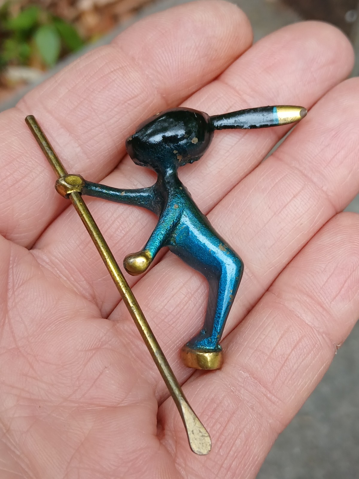 Vintage Single Native Goes With Canoe Sculpture Bronze Hagenauer Austria 1930s