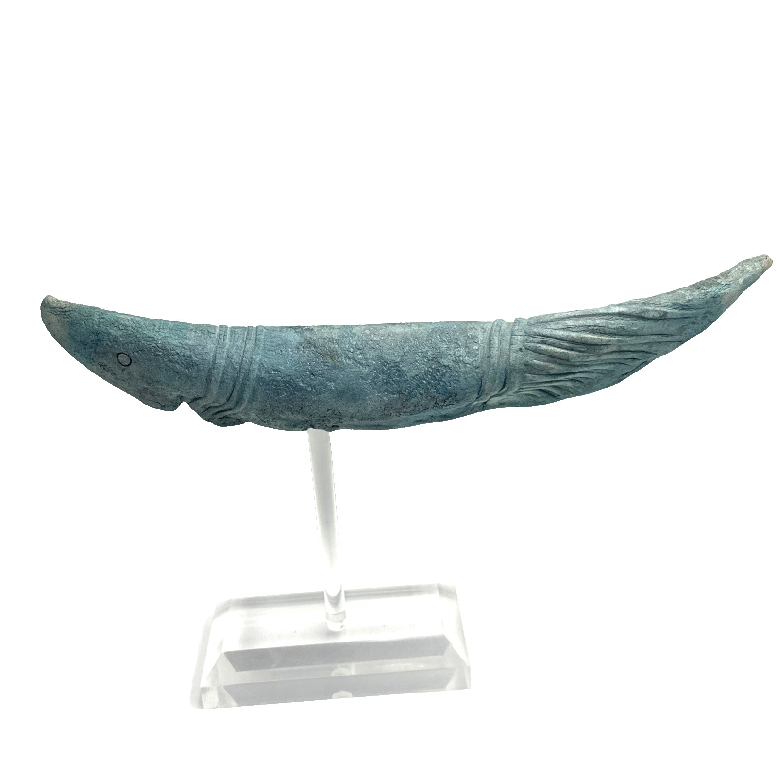 Ceramic Fish Sculpture Gar on Acrylic Base Artist Signed