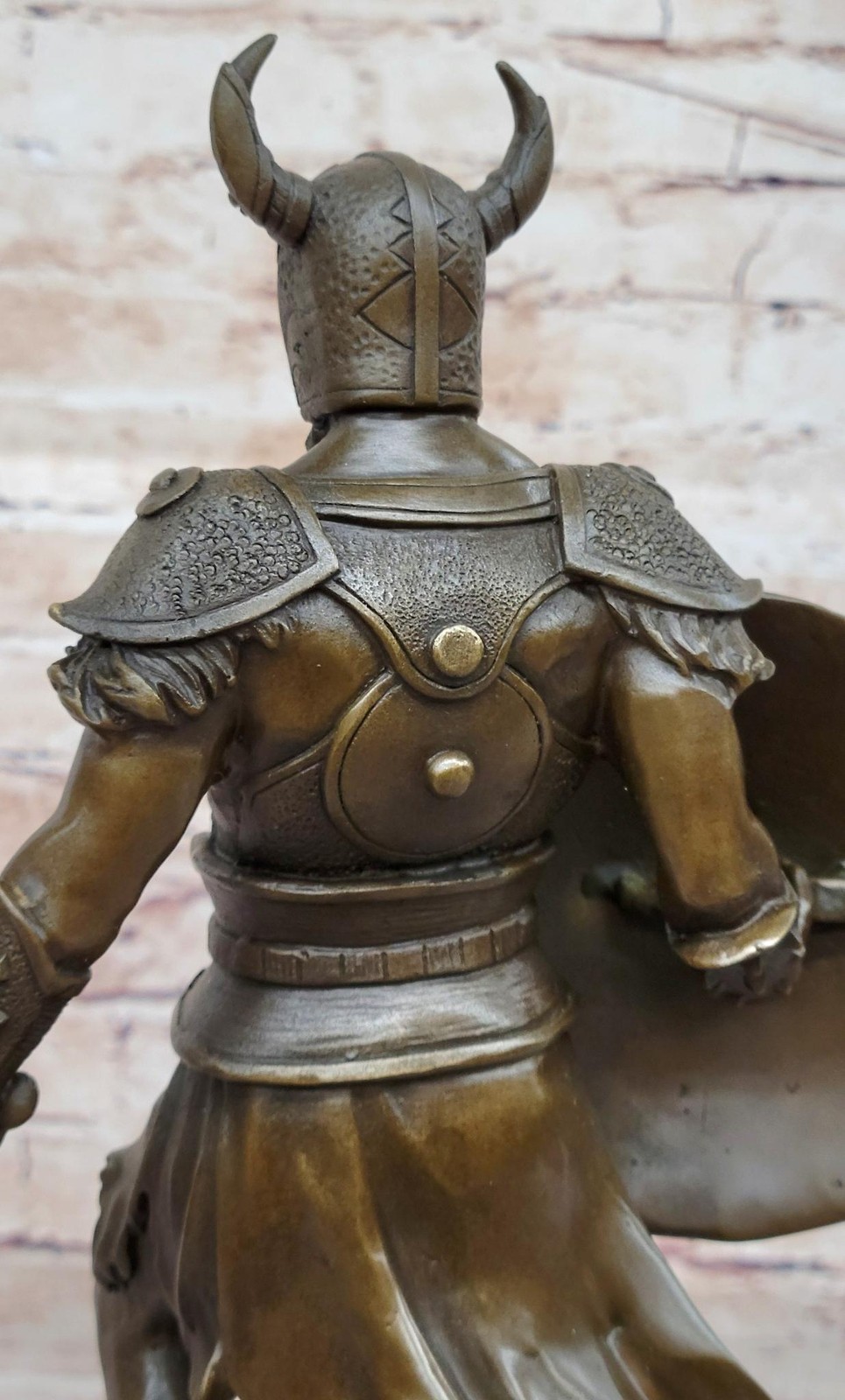 Fantasy Viking Warrior w/ Horned Helmet – Bronze Sculpture Statue Original Art