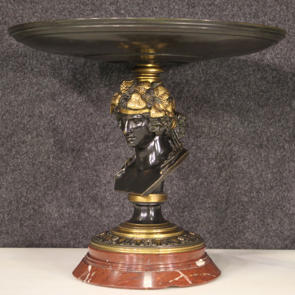 Gilded bronze stand signed Giroux dated 1871 sculpture statue of Bacchus