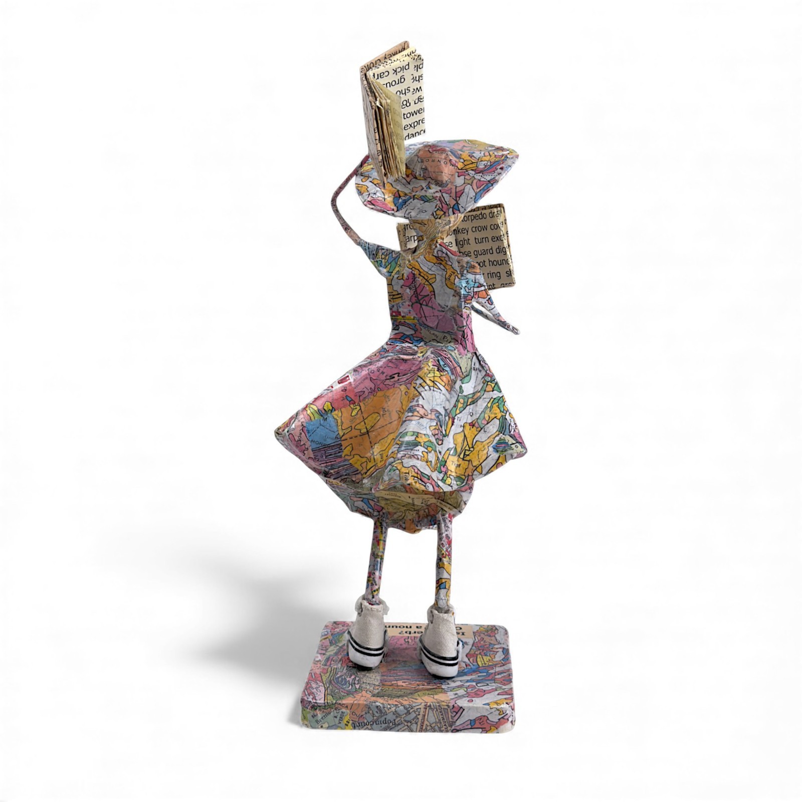 Kathy Ross Sculpture 2018 Mixed Media Maps Art Papier Mache OOAK Dark Academia