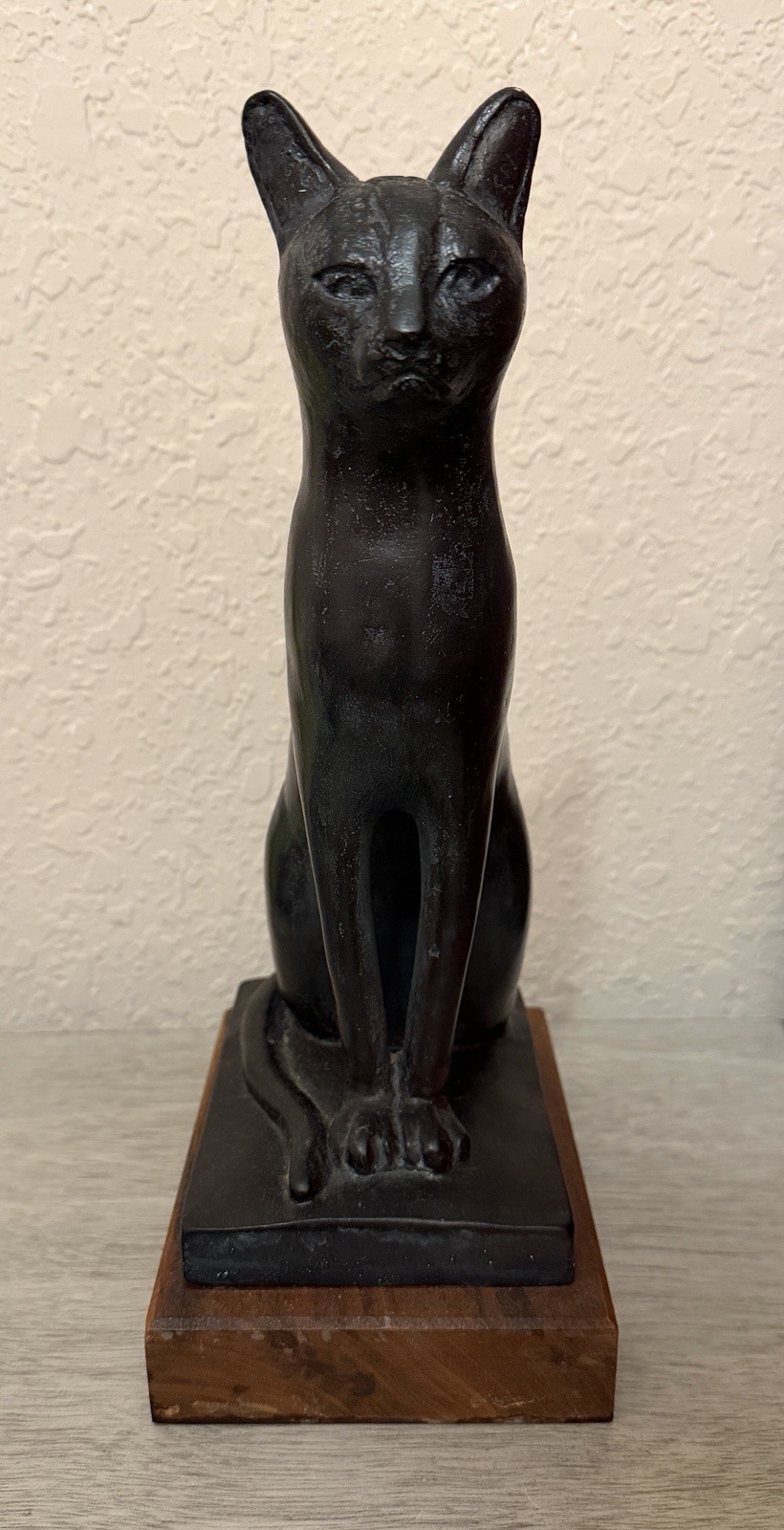 VINTAGE 1965 AUSTIN PROD EGYPTIAN BASTEL BLACK CAT SIAMESE 12&Prime; MCM SCULPTURE