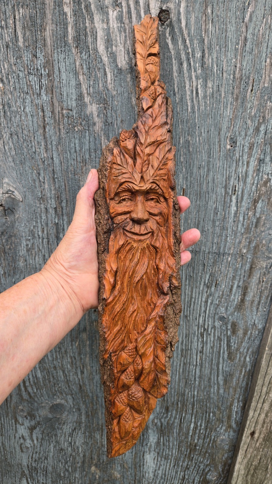 Wood Spirit Tree Spirit Greenman Wood Carving Sculpture Original One Of A Kind