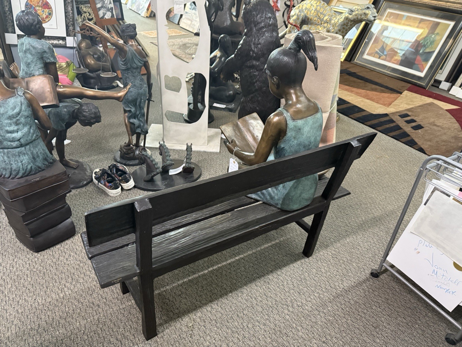 Young Girl Reading on Bench Bronze Sculpture S. Davidson 6/20