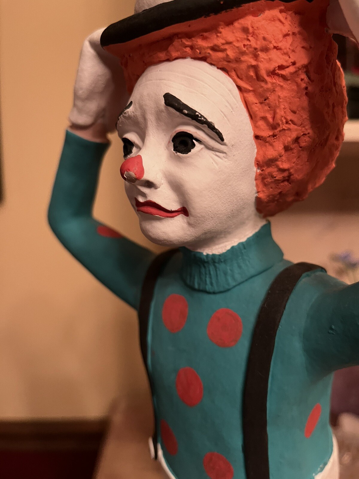 Vintage Austin Production Eduardo Chalkware 1987 Unicycle Clown Sculpture statue