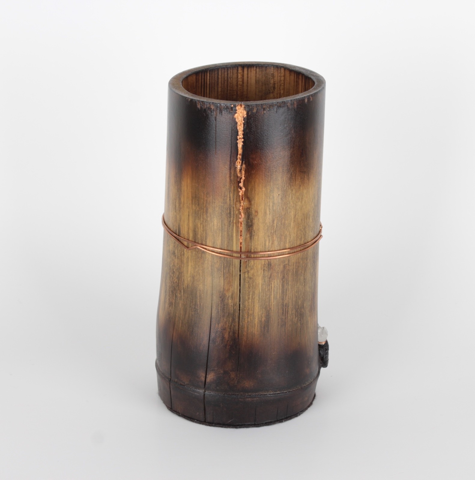 Handcrafted Quartz Crystals « From the Crystal Forest » Bamboo Sculptural Vessel