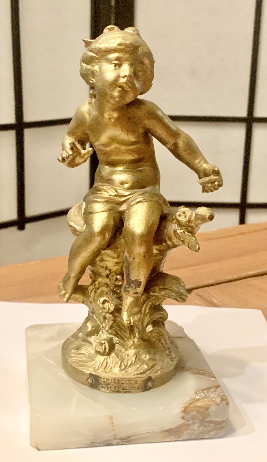 Antique L.F. moreau espieglerie 9” statue, ￼ Signed, Paris seal, Engraved!!￼￼