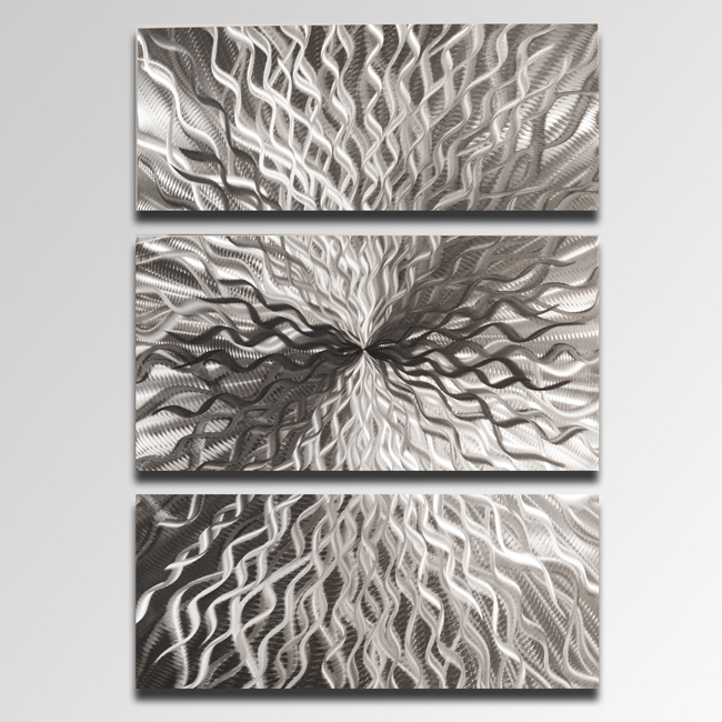 Modern Abstract Metal Wall Sculpture Art Contemporary Painting Home Decor Silver