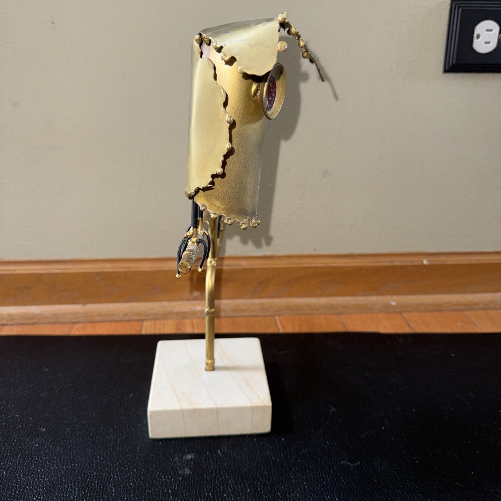 Possible C Jere Owl on Branch Unsigned Metal Sculpture Mid Century