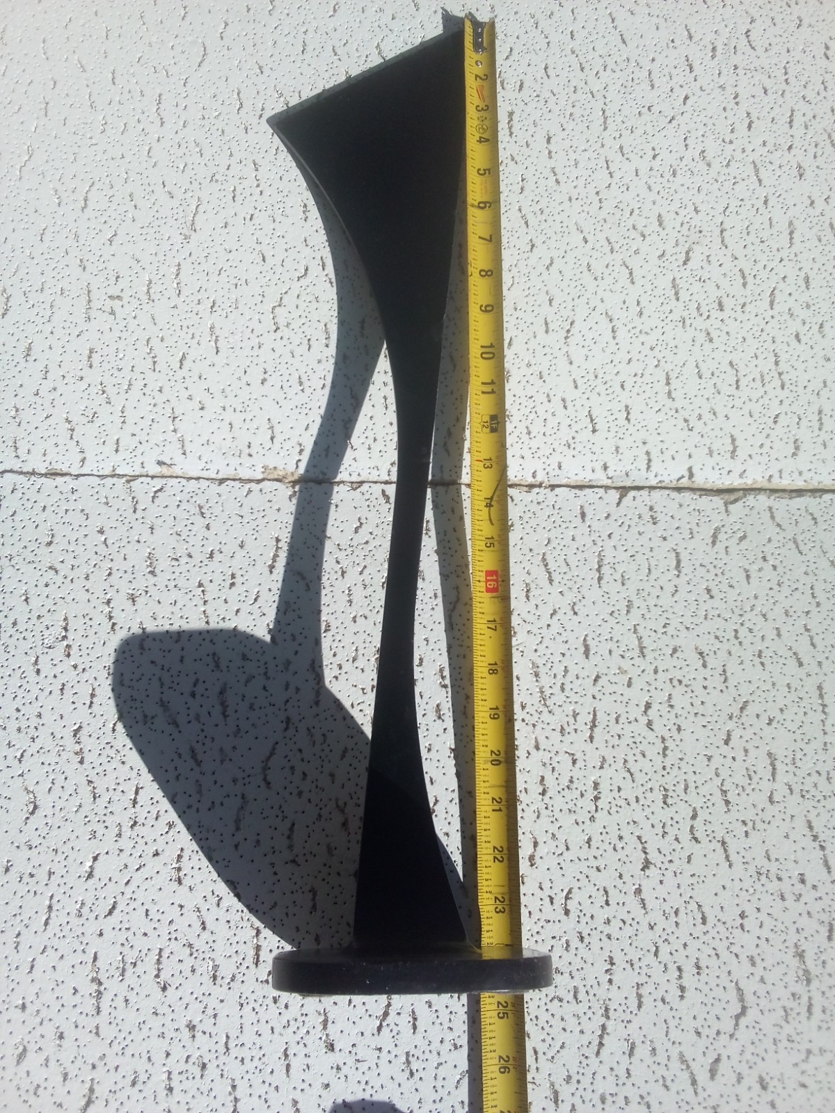 Modern Abstract Metal Art Sculpture 24 1/4&Prime; STRENGTH Symbol W/ Base Gloss Black