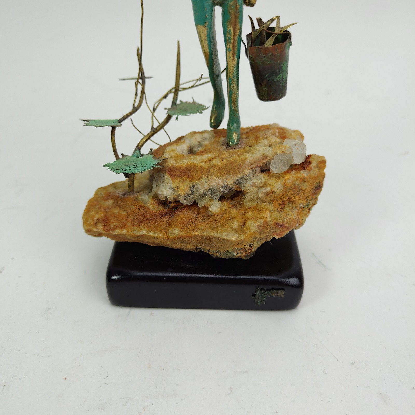 Malcolm Moran Bronze Sculpture Fishing Boy Figurine Signed MCM Art Vintage 1972