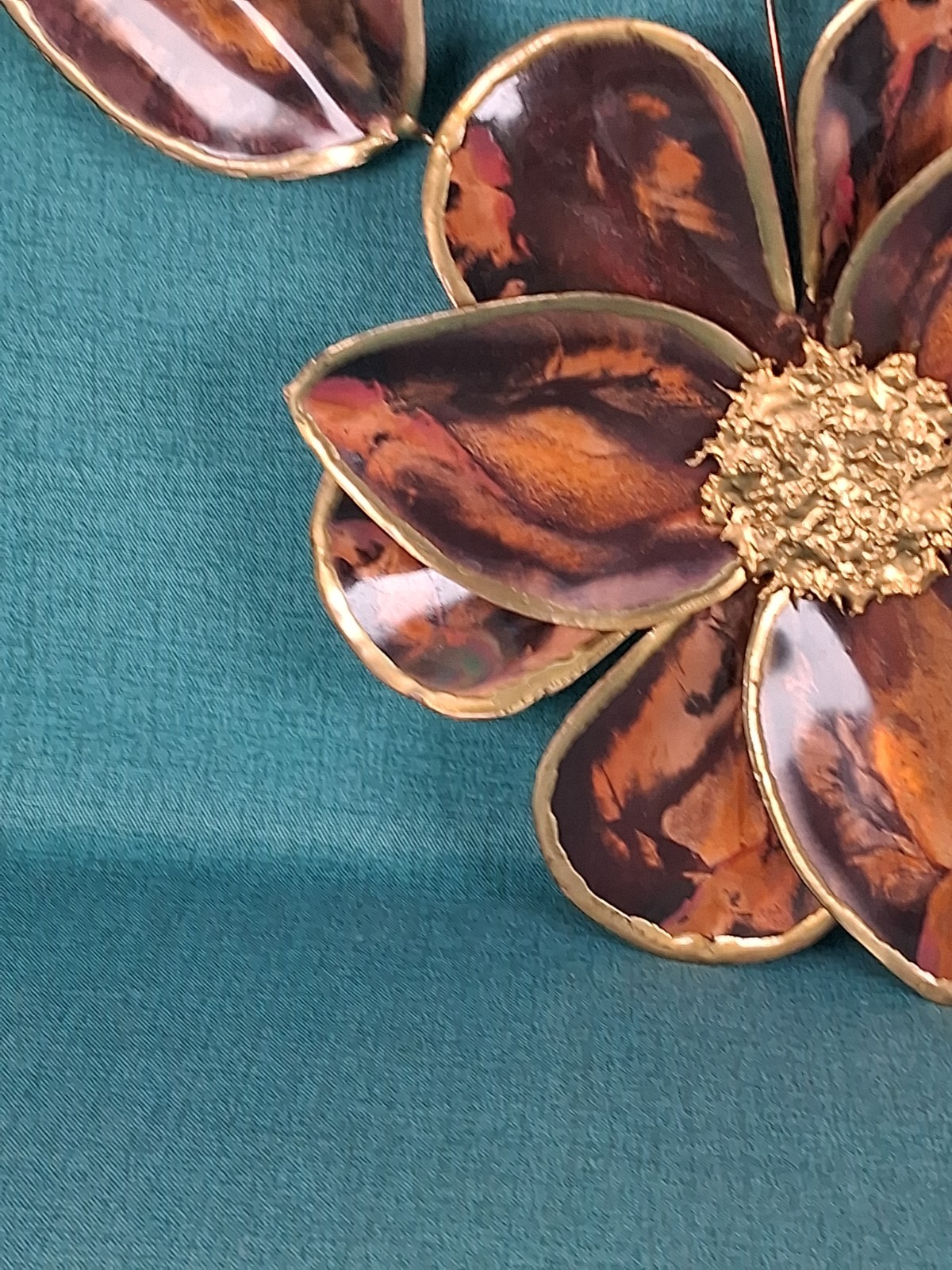 Vintage MCM Heavy Copper & Brass Wall Art Sculpture Flowers and Leaves 18&Prime;