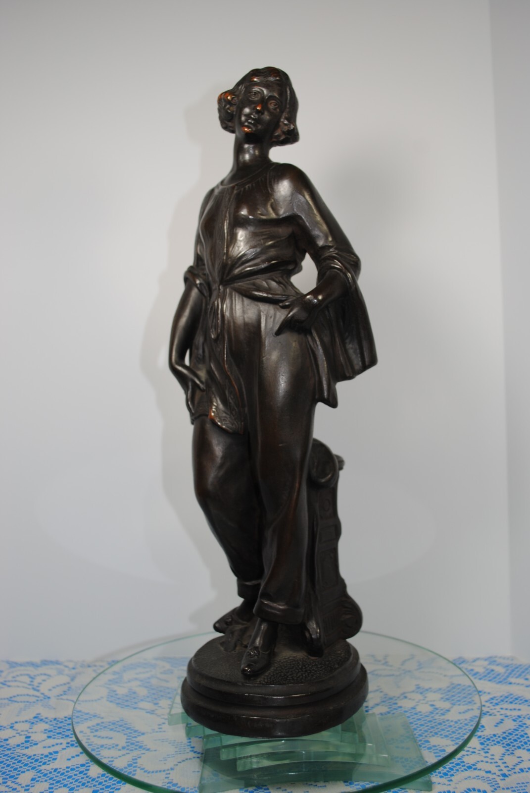 Stunning Antique Bronze Statue Of Young Woman By Jules Franceschi c. 1880&rsquo;s SALE