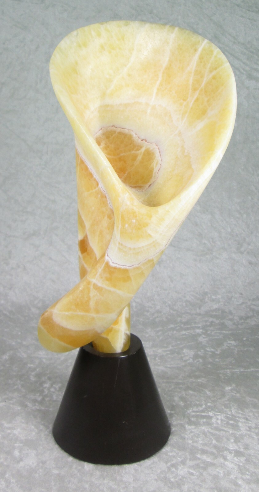 Dan Tapper Sculpture Flower on Fire Yellow Honeycomb Calcite 16-1/2 inches Tall