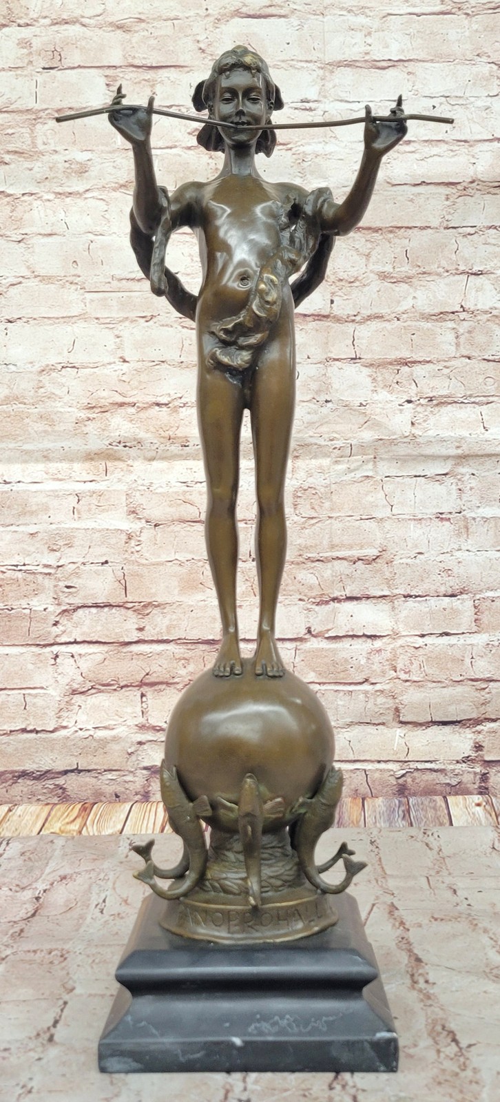 Solid Bronze Sculpture by Frederick W. MacMonnies – Collector`s Art Piece Decor