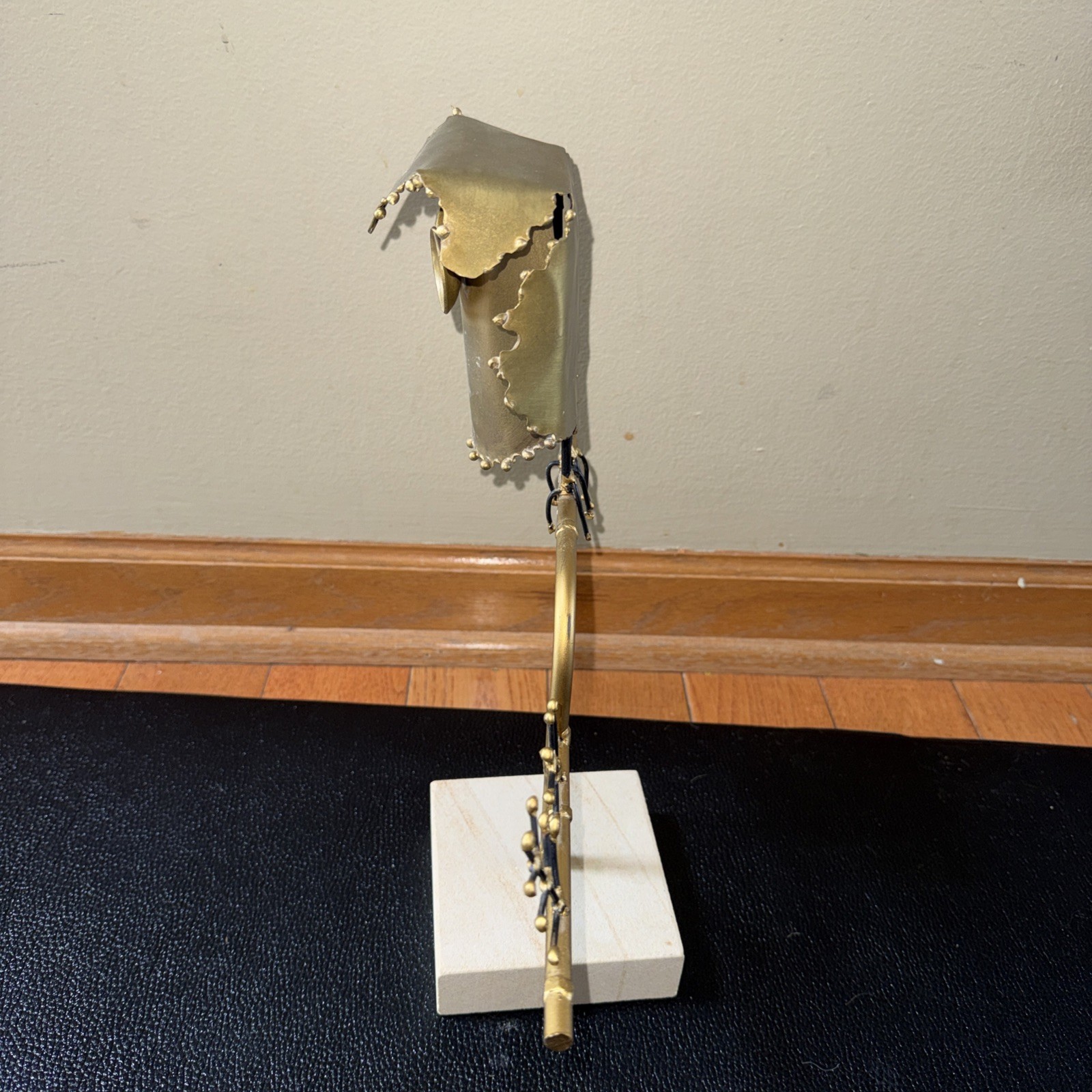 Possible C Jere Owl on Branch Unsigned Metal Sculpture Mid Century