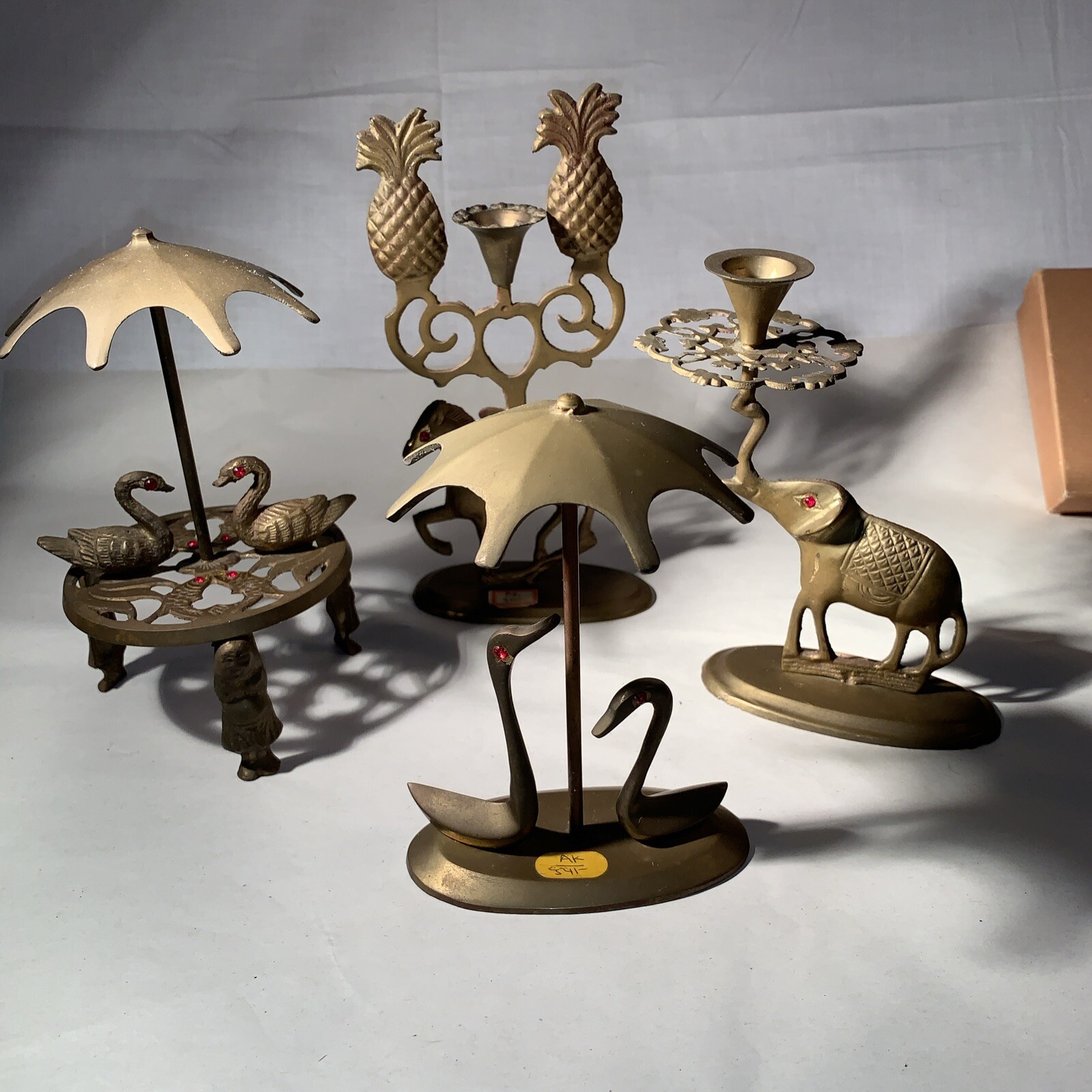 Set Of 4 Vintage Bronze Decorative Pieces. 5 To 7 in Tall.