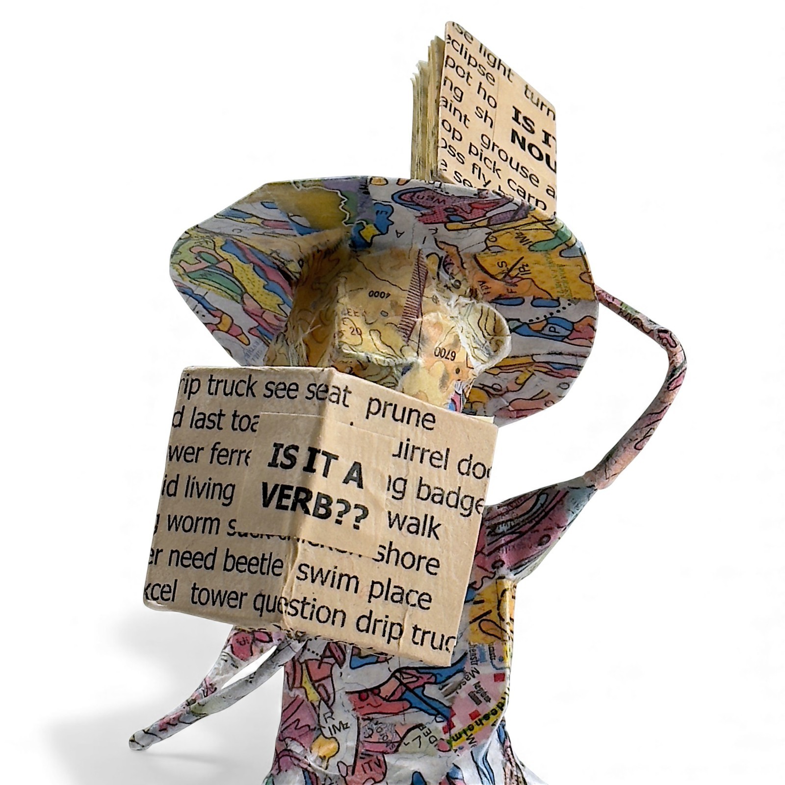 Kathy Ross Sculpture 2018 Mixed Media Maps Art Papier Mache OOAK Dark Academia