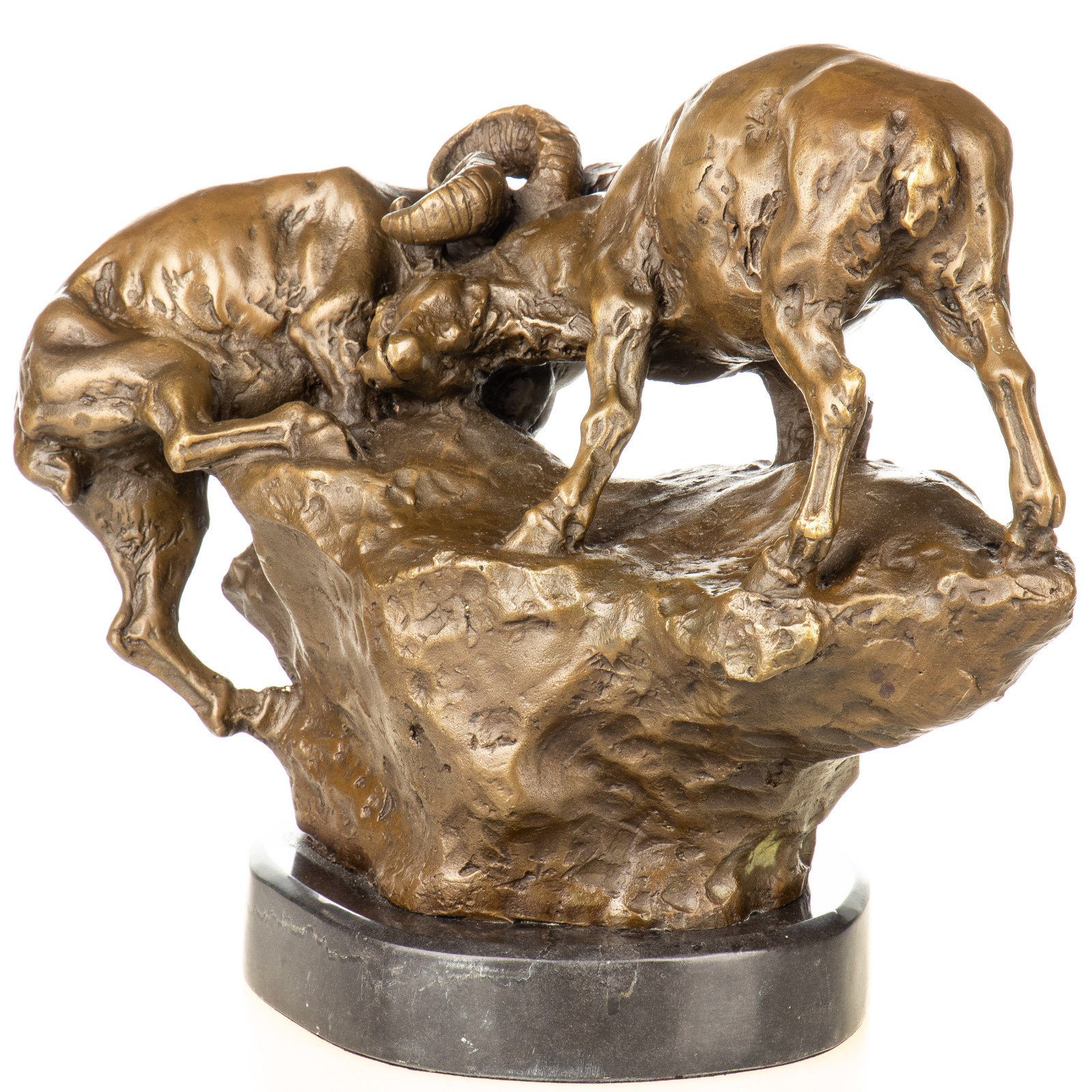 Bronze Sculpture Ibex Art deco on a black marble base after C.Williams