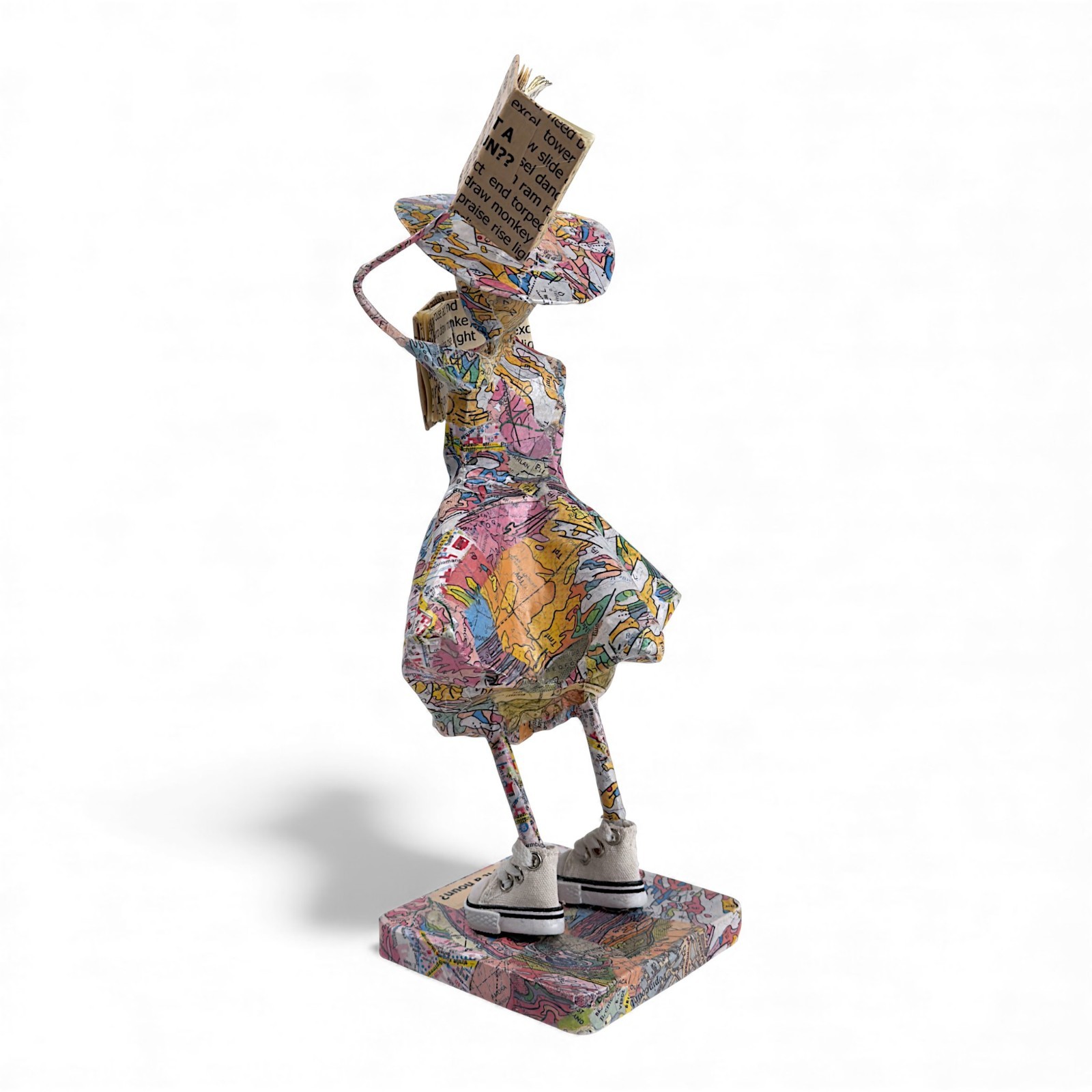 Kathy Ross Sculpture 2018 Mixed Media Maps Art Papier Mache OOAK Dark Academia