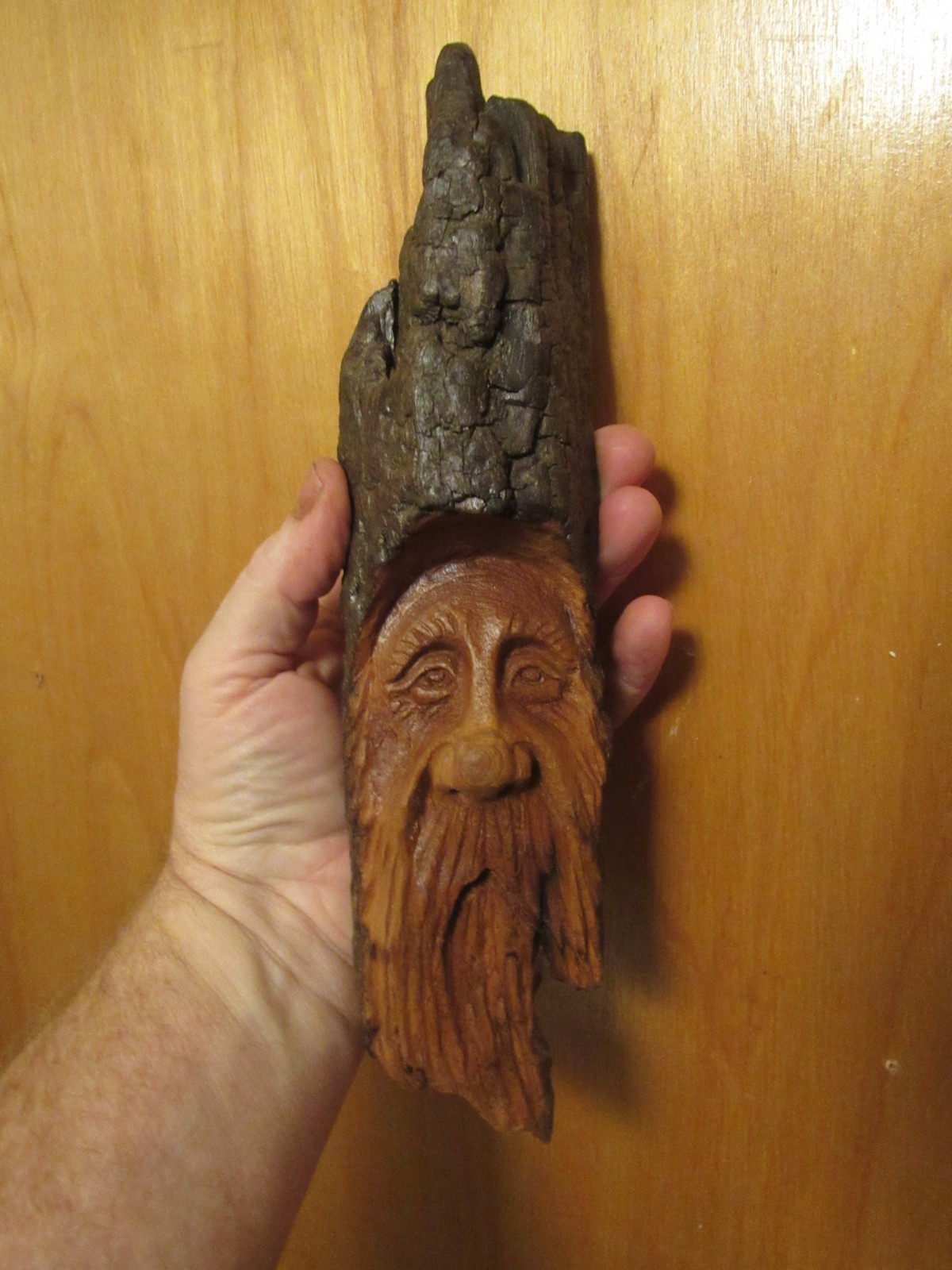 Wood Spirit Carving Wood Spirit Bark Spirit Tree Spirit Gnome Wizard #16