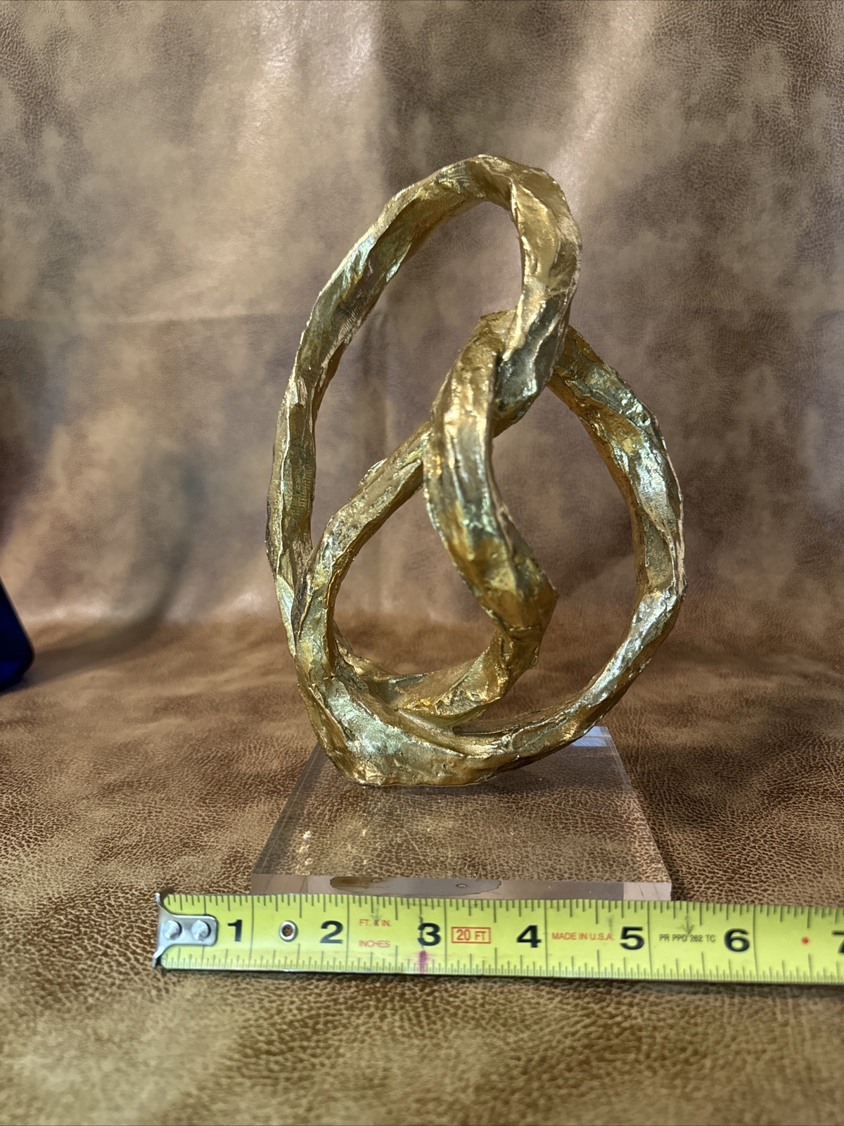 Twisted loop Gold Color Possibly Wood MCM Sculpture. ALAD