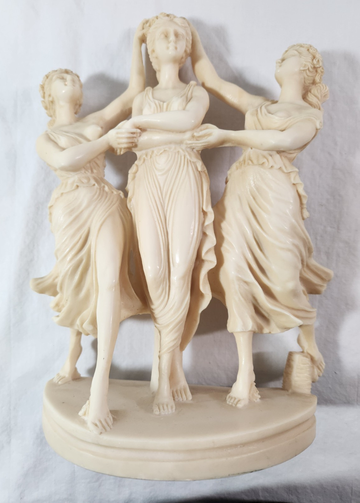 The Graces Dance Ivory Stone Sculpture/Statue 11&Prime; – Made in Italy – VTG.