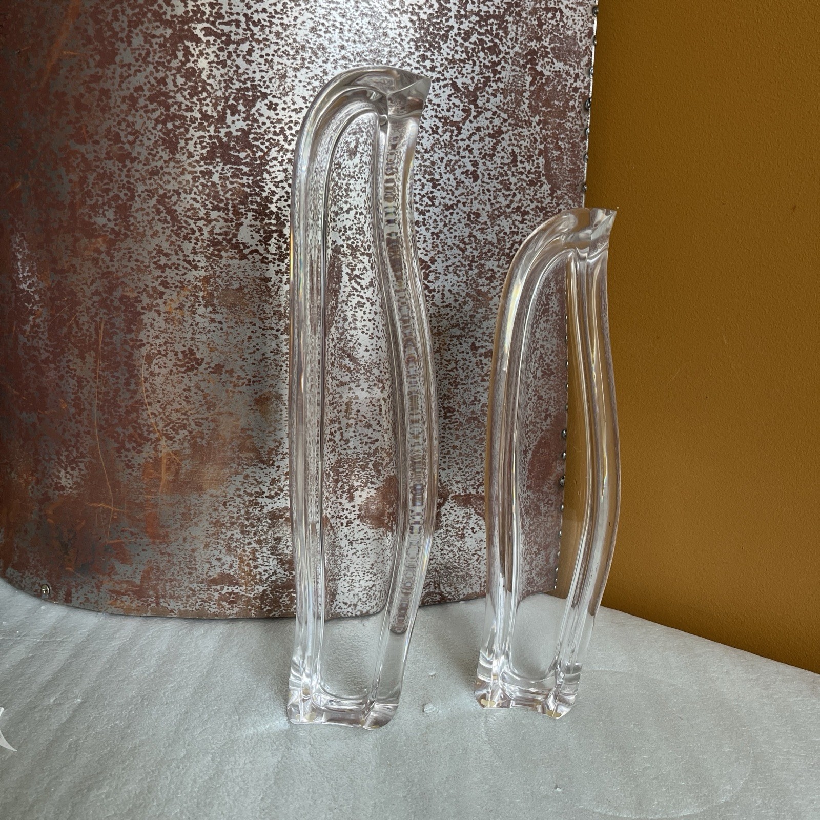 Ritts Astrolite Clear Lucite Acrylic Penguin Sculptures 2pc Set -Abstract Art