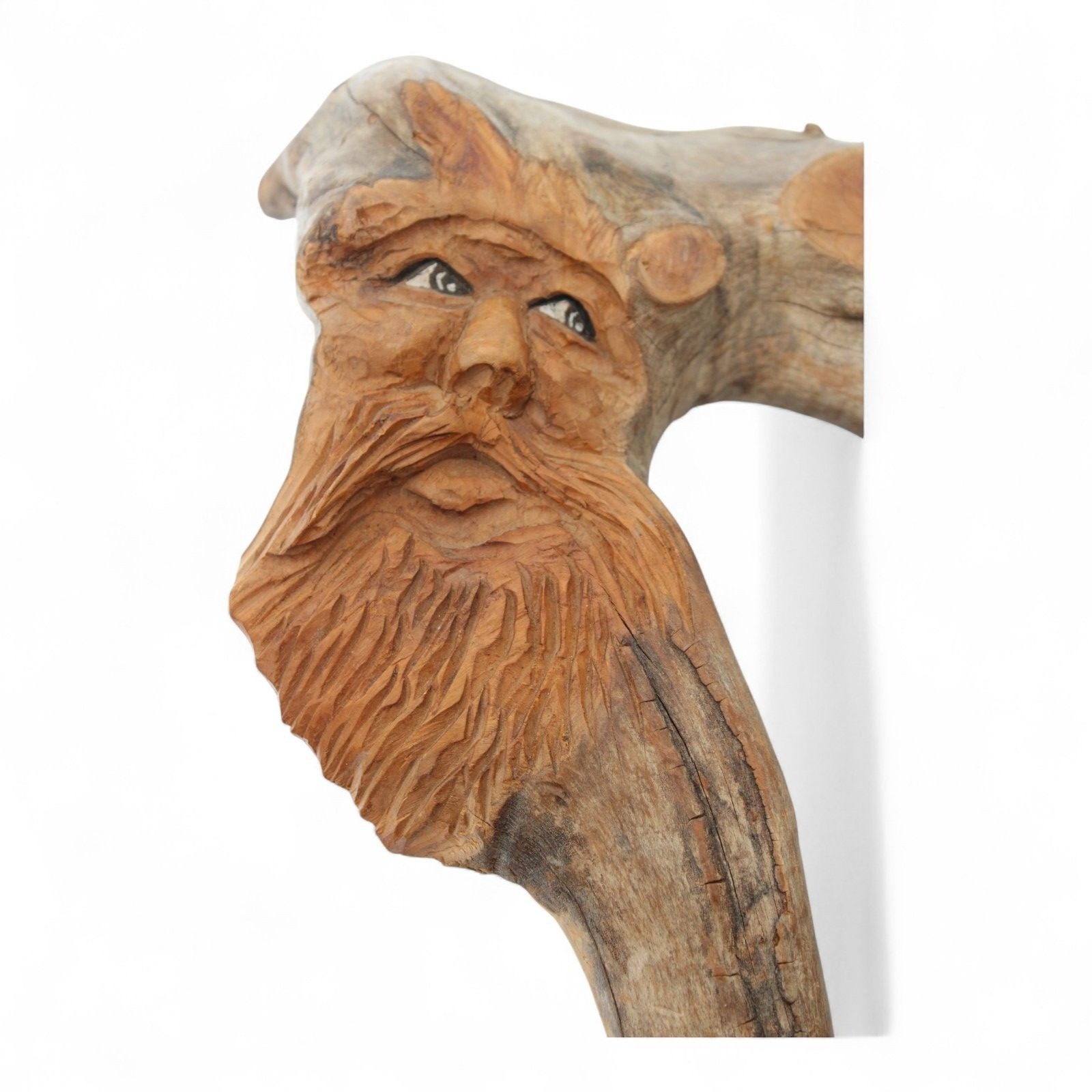 Hand-Carved Driftwood Wall Art With Bearded Face Design Sculpture Home Decor