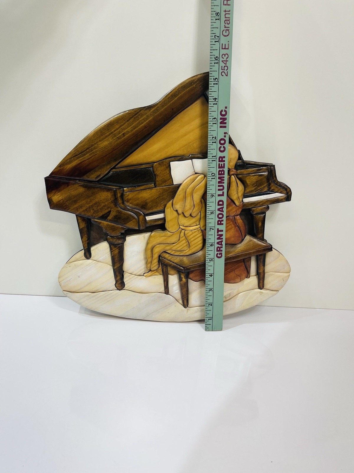 Intarsia – Wood Art – Piano Teacher Mother Child Girls Gift for Musician 15”