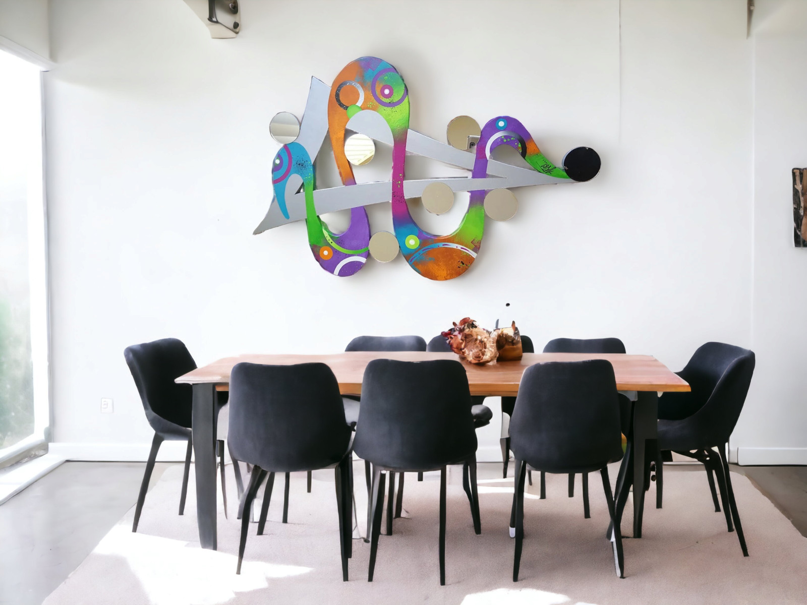 Colorful Abstract Wall Sculpture with Mirror accents 48×31 by Art69