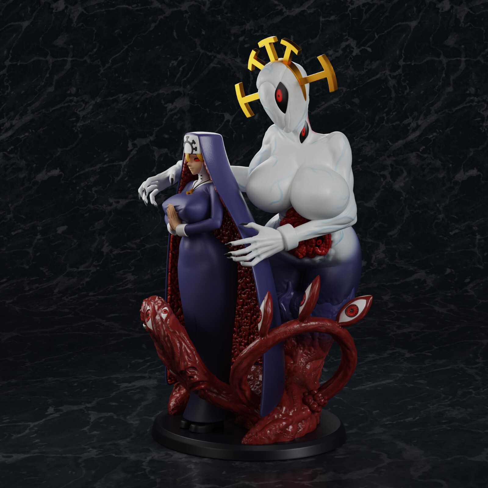 Anime Waifu Nun Double Unpainted Resin Print Art Model Figure 50mm 100mm Monster