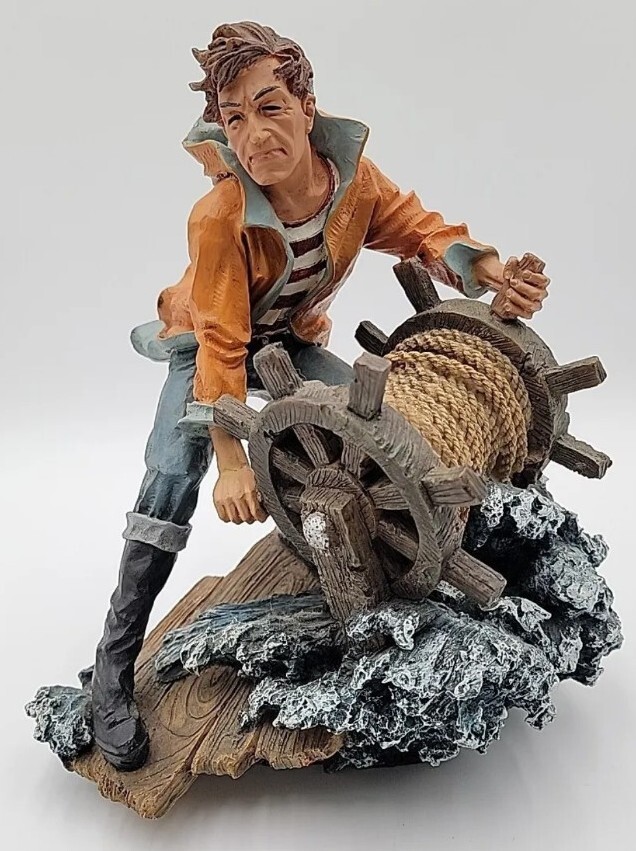 Nautical Fisherman Sculpture « Deck Hand in Rough Seas » Statue 11.5&Prime;x9&Prime; No Flaws