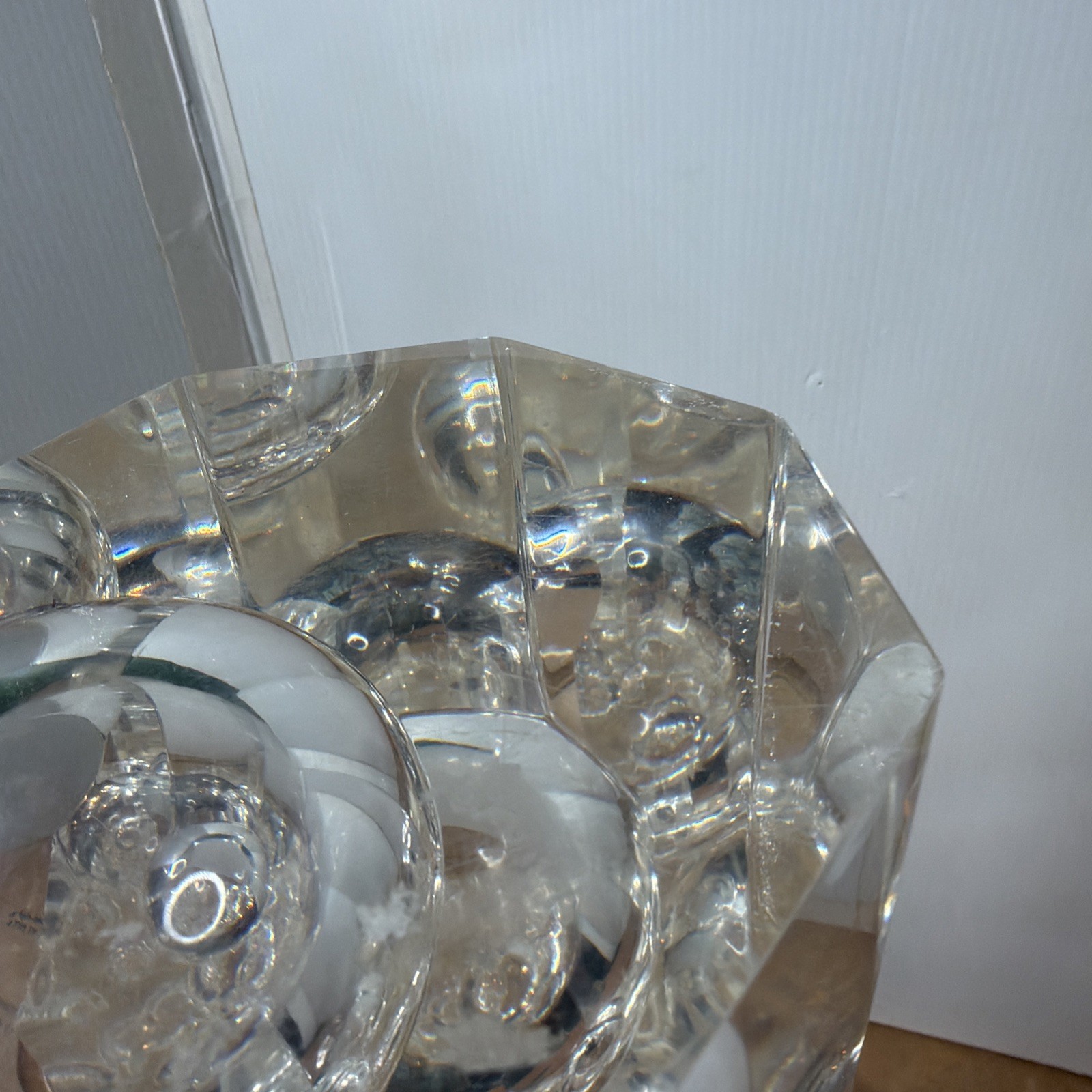 Vintage Mid Century Modern Lucite Bubble Sculpture 8-Sided Geometric Art