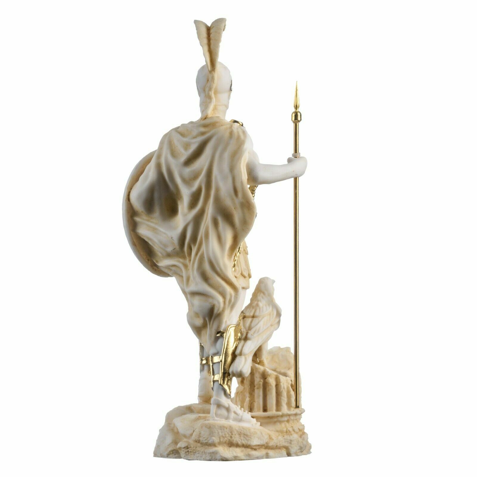 Ares Mars God of War Zeus Son Roman Statue Alabaster Gold Tone 9.84&Prime;