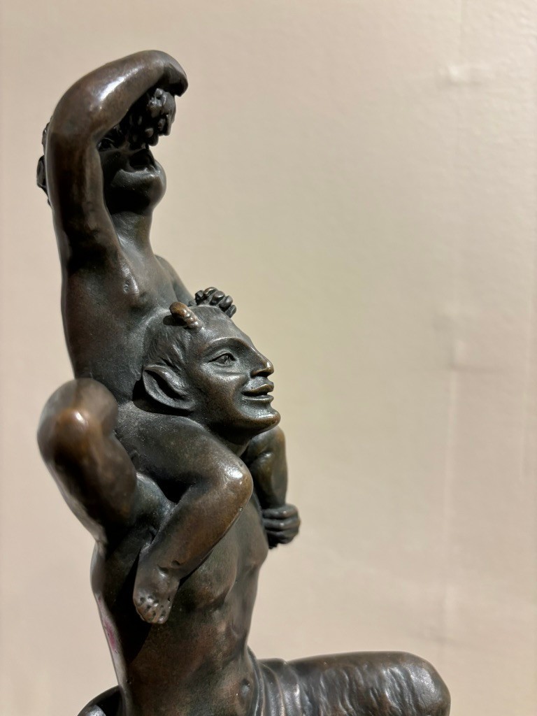 Bronze Satyr Carrying the Young Dionysus by Franz Bergman, Austria, Signed
