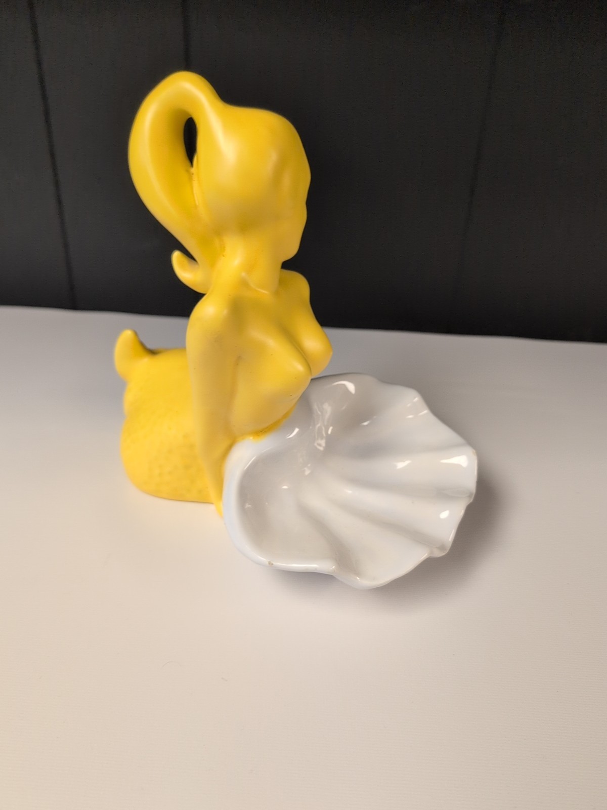 Vintage 1970s Mermaid Glazed Ceramic Trinket Dish Soap Holder MCM Style Retro