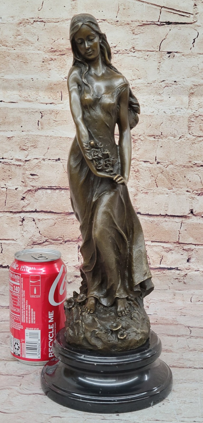 Flora Roman Goddess of Spring and Flowers Bronze Sculpture with Classical Female
