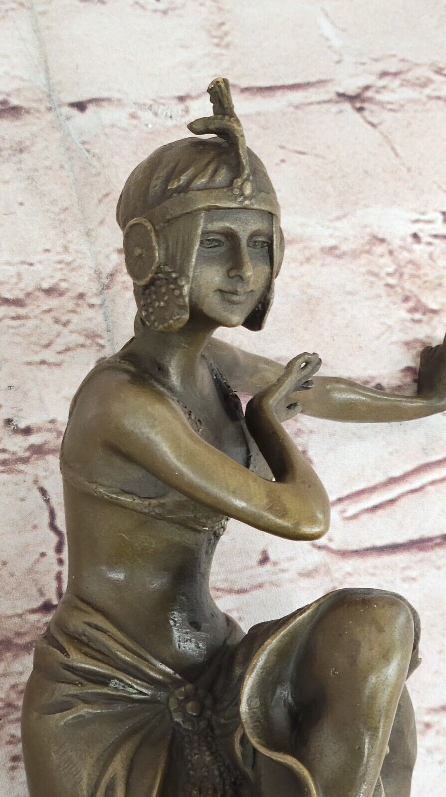 Signed Patina Tall Chiparus Lady FLAPPER 1920 1930 Bronze Sculpture Marble Base