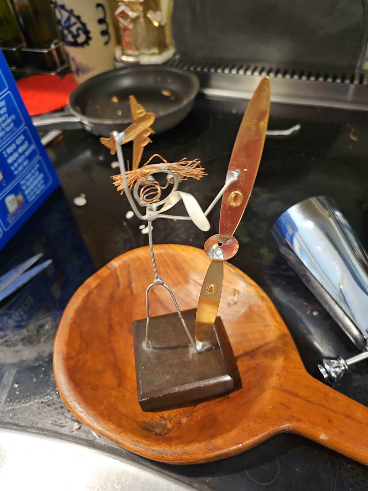 DON REA DESIGNS.. Sculpture, airplane figural pilot/metal/wood