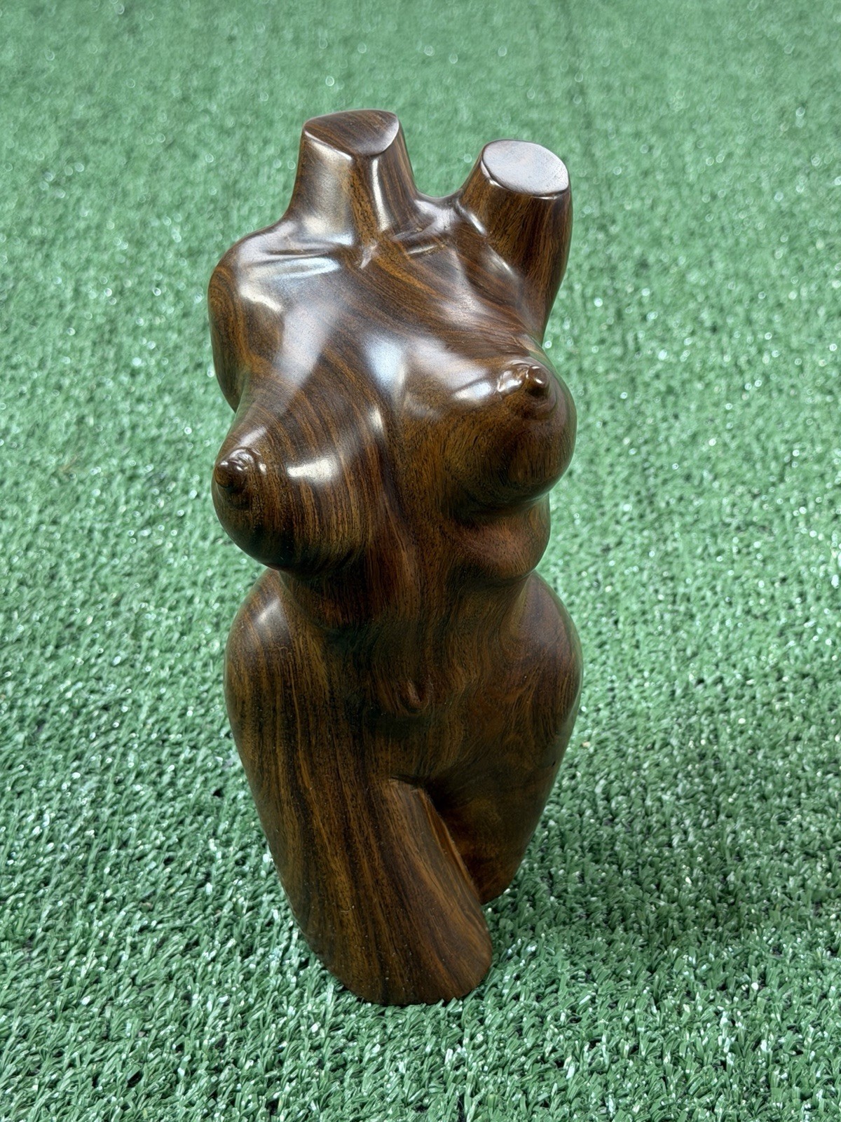 Vintage Mid-Century Modern Hand Carved Wood Female Torso Sculpture 8.5”