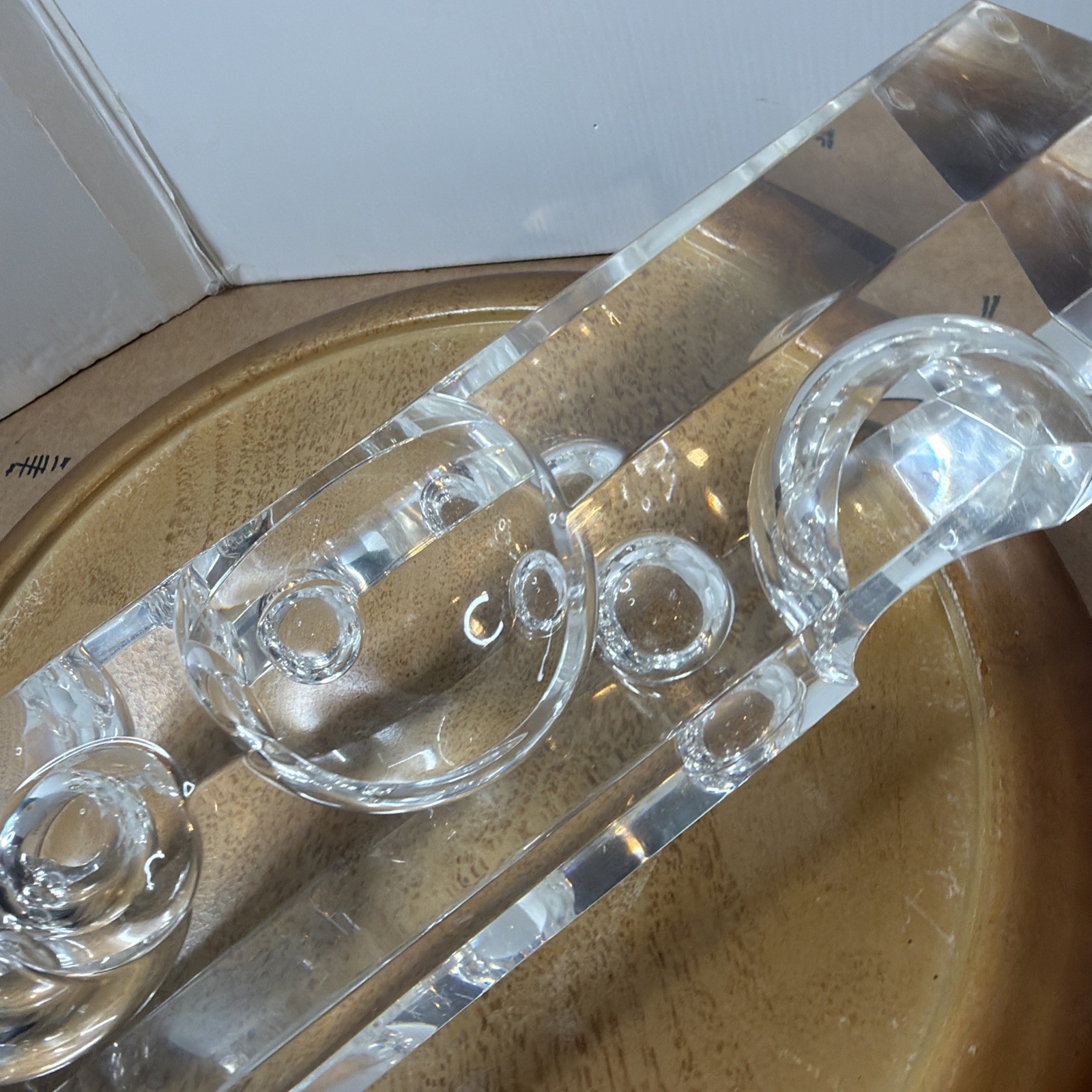 Vintage Mid Century Modern Lucite Bubble Sculpture 8-Sided Geometric Art